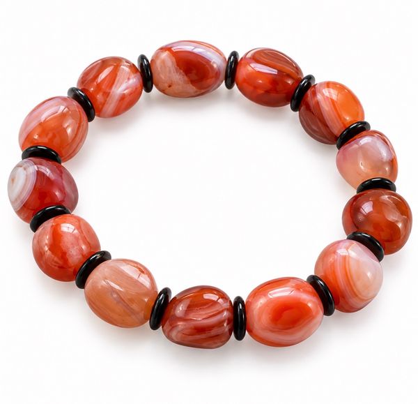 Hovedbilde Rød Båndagat Pebbles Armbånd 
